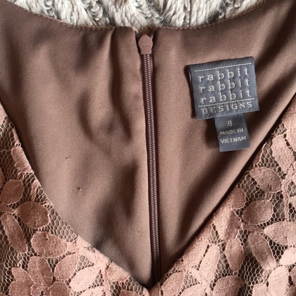 Beautiful Blush Floral Lace Bell Sleeve V-Neck Dress Women's 8 Rabbit Designs - Picture 5 of 8